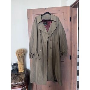 Mint  Vintage 80s London Fog Trench Coat 46 Long Zip-Out Lining Londontown Corp